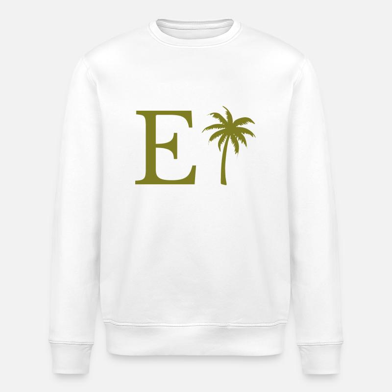 Lettre e vert Palm - Sweat bio ROLLER Stanley/Stella Unisexe - blanc