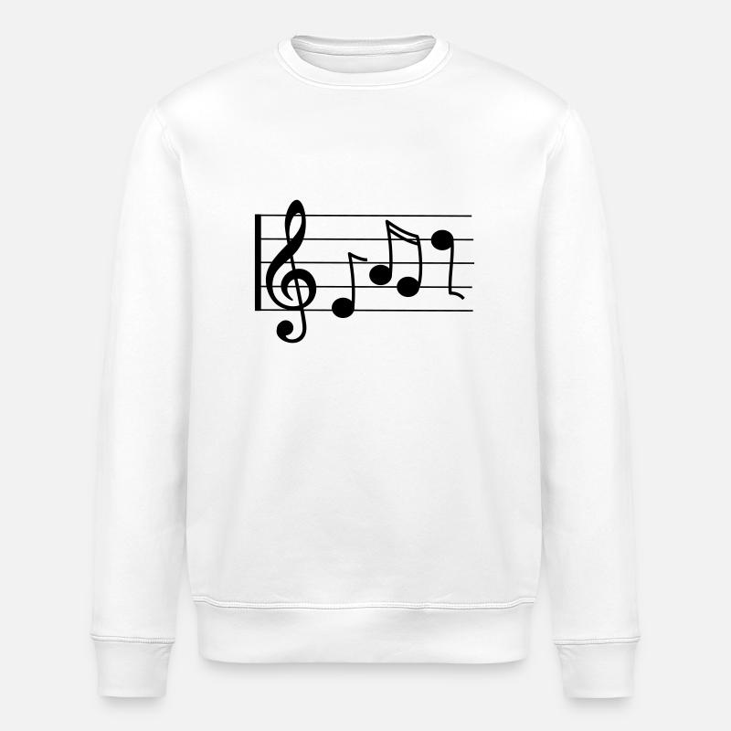 Treble staff with notes - Stanley/Stella ROLLER Unisex Organic Sweatshirt - white