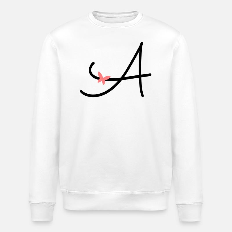Letter A Initial Letter Butterfly - Stanley/Stella ROLLER Unisex Organic Sweatshirt - white
