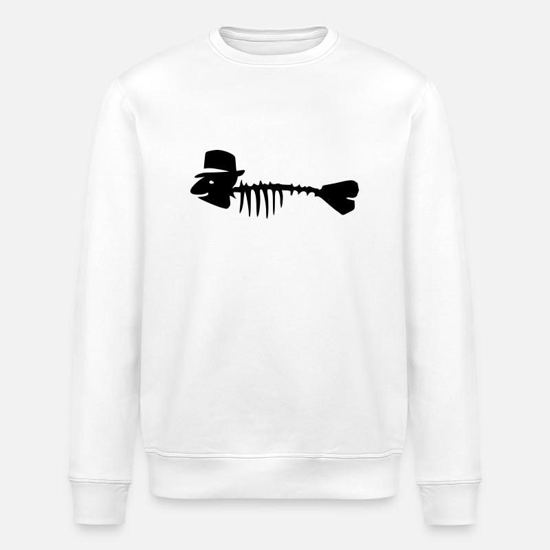 Fishbone with hat - Stanley/Stella ROLLER Unisex Organic Sweatshirt - white