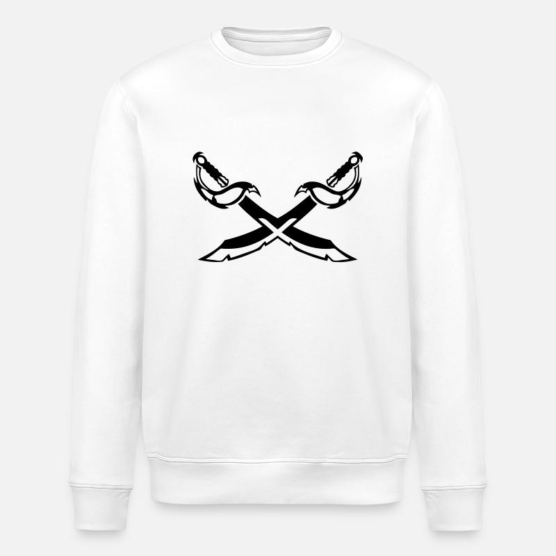 epee saber crosses 202 - Stanley/Stella ROLLER Unisex Organic Sweatshirt - white