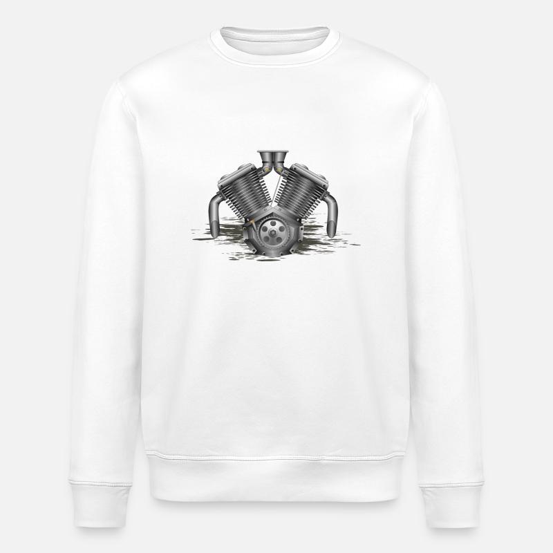 V 2 Motorradmotor - Stanley/Stella Unisex Bio-Sweatshirt ROLLER - Weiß