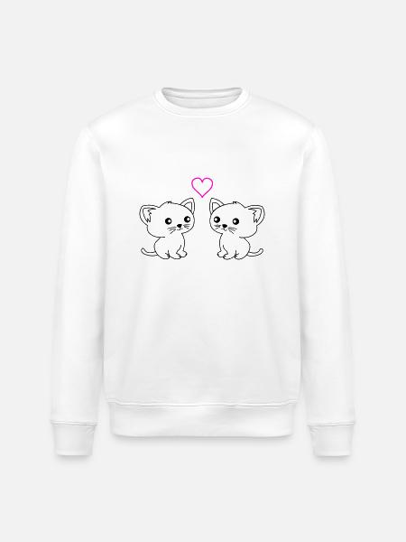 süße katzen love - Stanley/Stella Unisex Bio-Sweatshirt ROLLER - Weiß