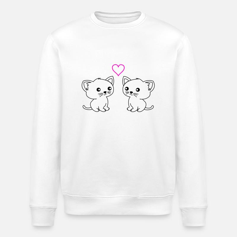 süße katzen love - Stanley/Stella Unisex Bio-Sweatshirt ROLLER - Weiß