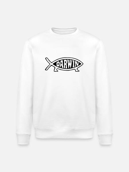 Darwin fish - Stanley/Stella ROLLER Unisex Organic Sweatshirt - white