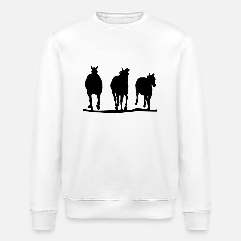 Pferde Herde | Silhouette - Stanley/Stella Unisex Bio-Sweatshirt ROLLER - Weiß