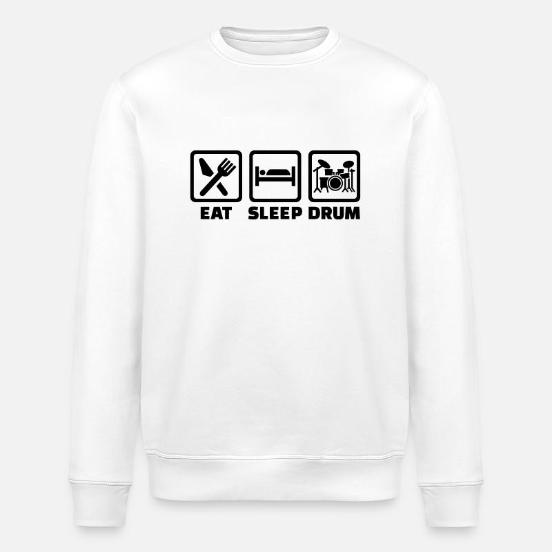 Eat Sleep drum - Sweat bio ROLLER Stanley/Stella Unisexe - blanc
