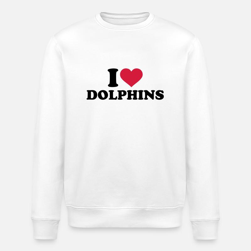 I love dolphins - Stanley/Stella ROLLER Unisex Organic Sweatshirt - white