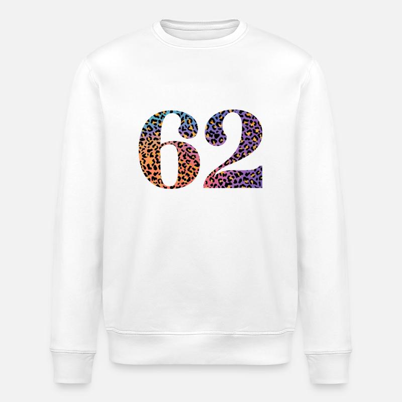 62nd Birthday Leopard - Stanley/Stella ROLLER Unisex Organic Sweatshirt - white