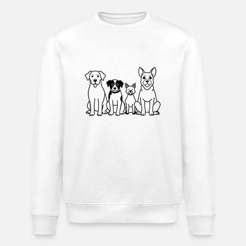 Fröhliche Hunde in der Reihe - Stanley/Stella Unisex Bio-Sweatshirt ROLLER - Weiß