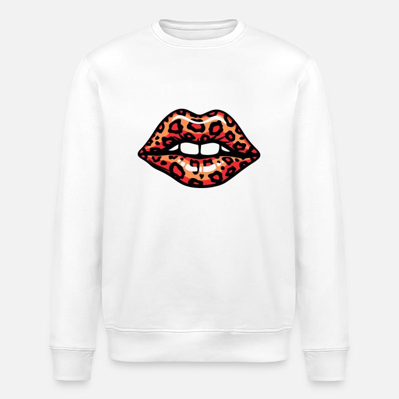 LEOPARD LIPS - Stanley/Stella ROLLER Unisex Organic Sweatshirt - white