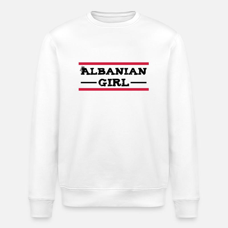 albanian_girl_with_eagle - Stanley/Stella Unisex Bio-Sweatshirt ROLLER - Weiß