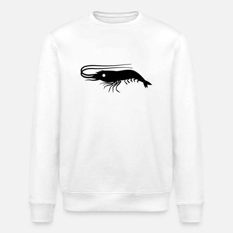 single shrimp prawn with antennae - Stanley/Stella ROLLER Unisex Organic Sweatshirt - white