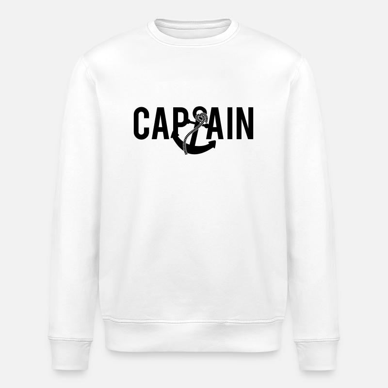 Captain Anchor Logo - Stanley/Stella ROLLER Unisex Organic Sweatshirt - white