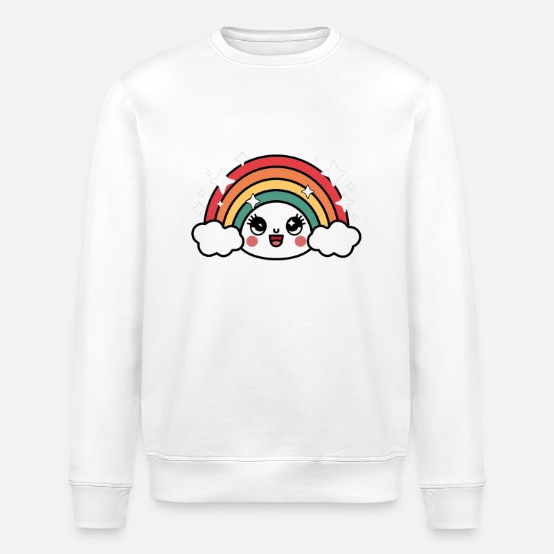 Kawaii Niedlicher Regenbogen - Stanley/Stella Unisex Bio-Sweatshirt ROLLER - Weiß