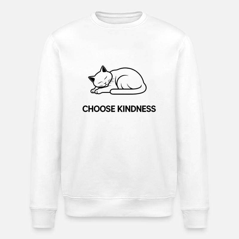 Choose Kindness – Sleeping Cat - Stanley/Stella ROLLER Unisex Organic Sweatshirt - white