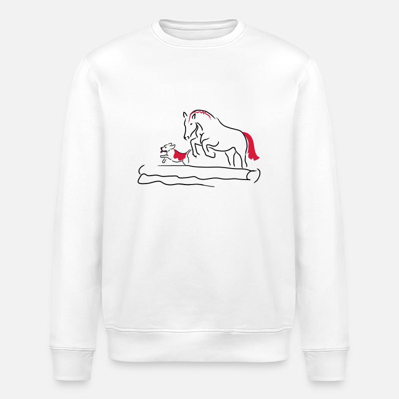 Springpferd mit Hund - Stanley/Stella Unisex Bio-Sweatshirt ROLLER - Weiß