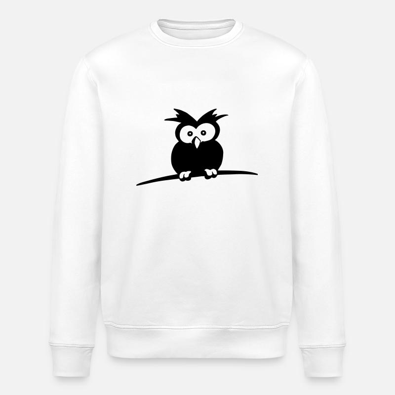 small owl - wake up - Stanley/Stella ROLLER Unisex Organic Sweatshirt - white