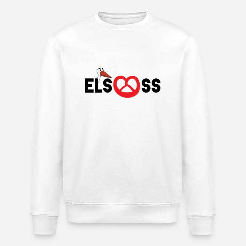 Alsace : cigogne & bretzel - Sweat bio ROLLER Stanley/Stella Unisexe - blanc
