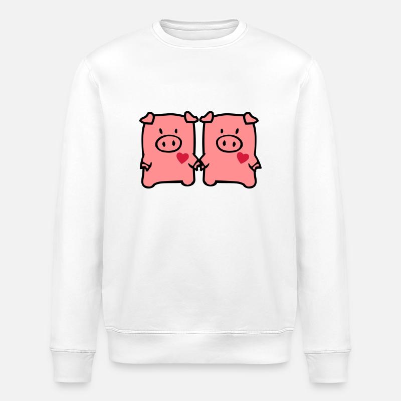 two cute pigs - Stanley/Stella ROLLER Unisex Organic Sweatshirt - white