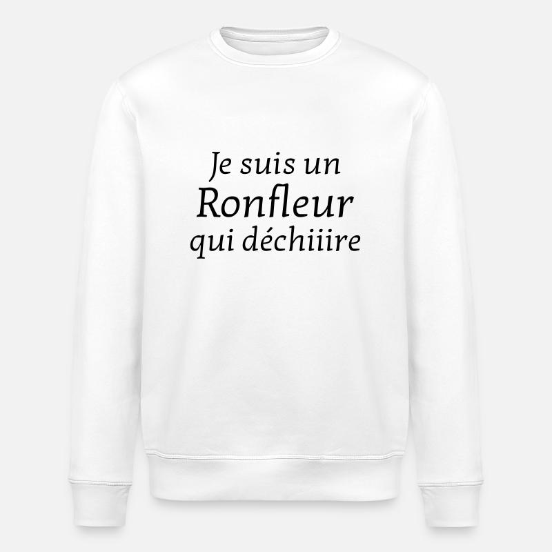 Ronfler / Ronfleur / Ronfleuse / Ronflement - Sweat bio ROLLER Stanley/Stella Unisexe - blanc