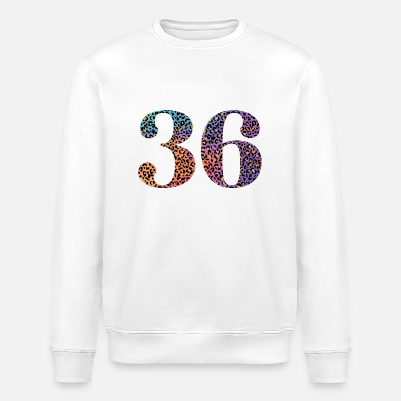 36th Birthday Leopard - Stanley/Stella ROLLER Unisex Organic Sweatshirt - white