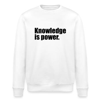 Wissen ist Macht Zitat - Stanley/Stella Unisex Bio-Sweatshirt ROLLER - Weiß - Vorne - Nik (191cm)