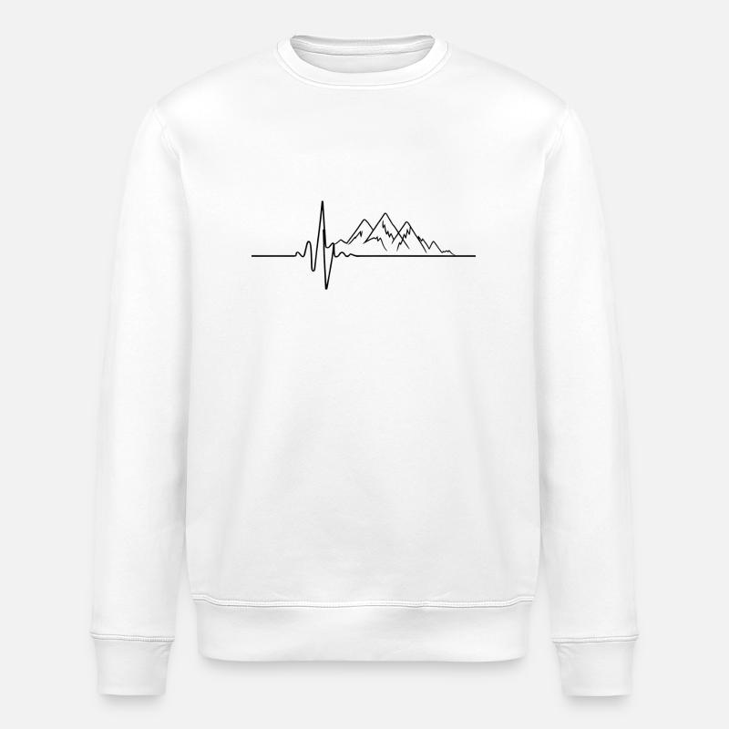 Mountains heartbeat - Stanley/Stella ROLLER Unisex Organic Sweatshirt - white