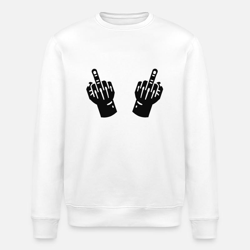 mittelfinger hand 2 - Stanley/Stella Unisex Bio-Sweatshirt ROLLER - Weiß