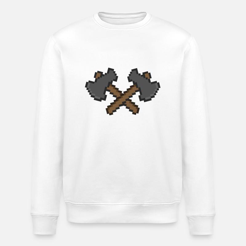 Axe Pixel 2 - Stanley/Stella ROLLER Unisex Organic Sweatshirt - white