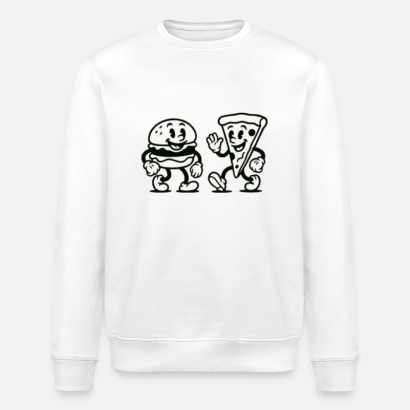 Burger Pizza Comic - Stanley/Stella ROLLER Unisex Organic Sweatshirt - white