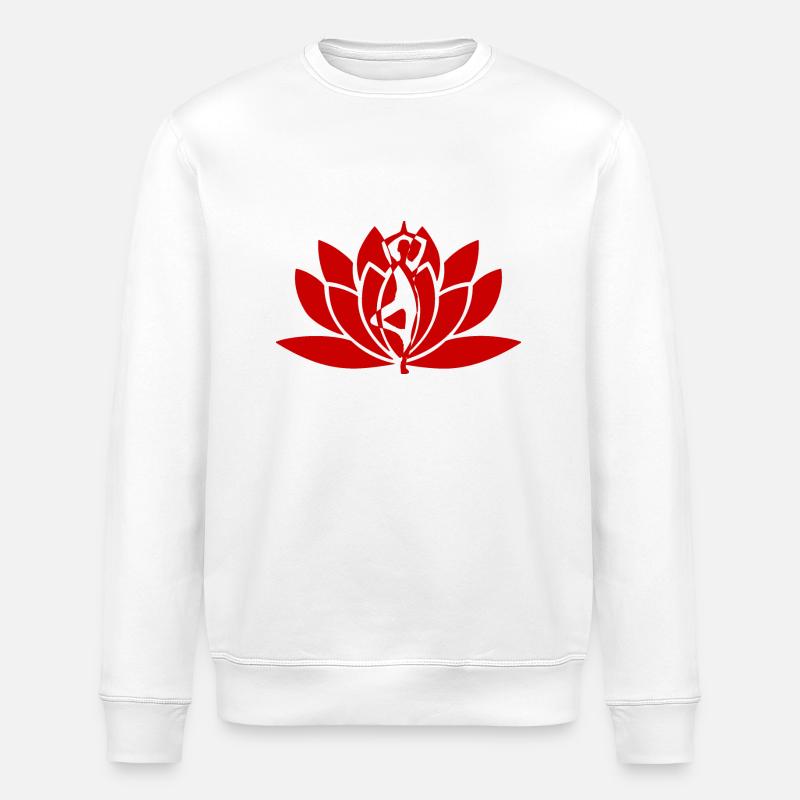 Yoga fleur rouge - Sweat bio ROLLER Stanley/Stella Unisexe - blanc