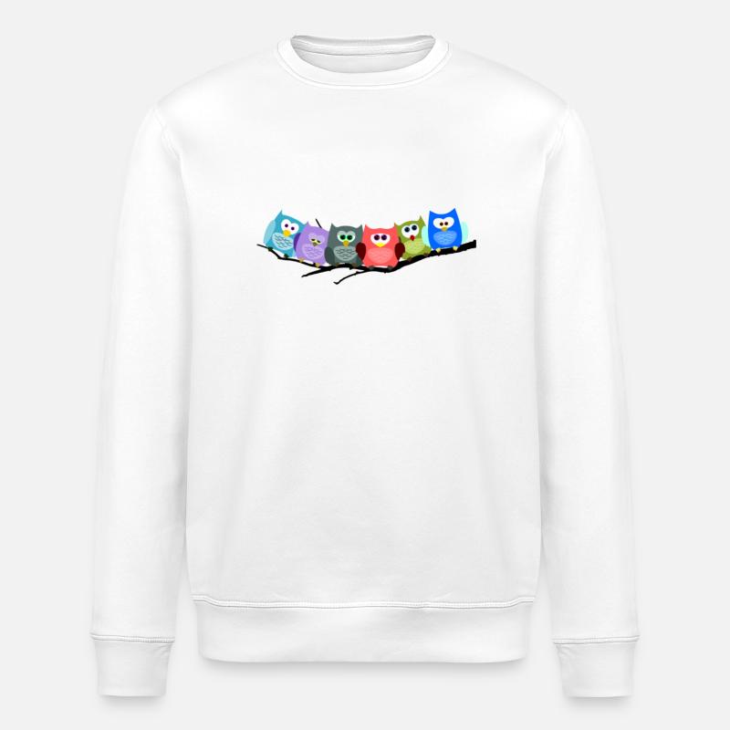 Cooles buntes Eulen Motiv - Stanley/Stella Unisex Bio-Sweatshirt ROLLER - Weiß