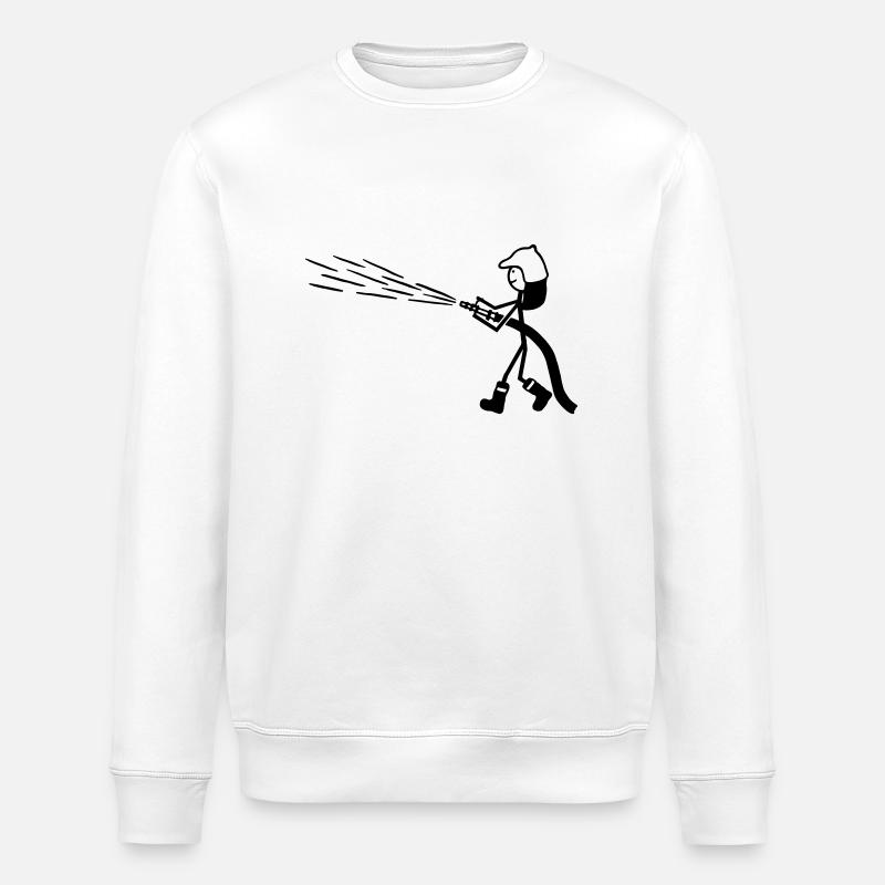 Feuerwehrmann mit Löschschlauch - Stanley/Stella Unisex Bio-Sweatshirt ROLLER - Weiß