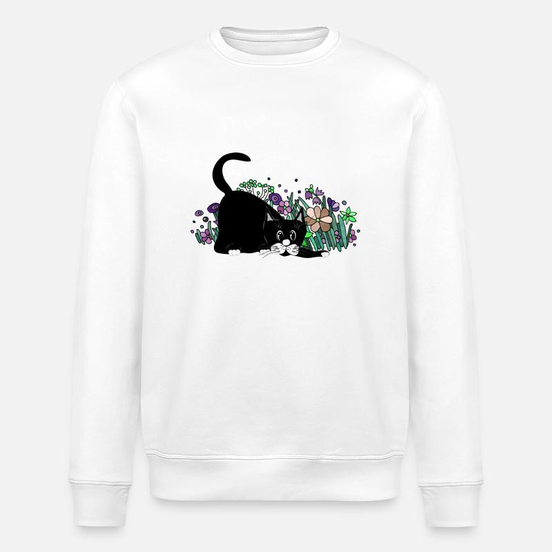 Katze - Stanley/Stella Unisex Bio-Sweatshirt ROLLER - Weiß