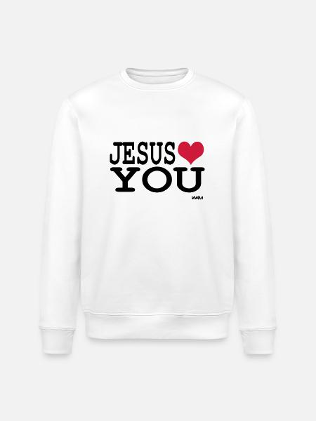 jesus loves you - Stanley/Stella ROLLER Unisex Organic Sweatshirt - white