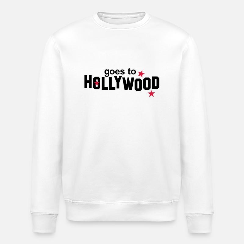 Your name + goes to HOLLYWOOD - Stanley/Stella ROLLER Unisex Organic Sweatshirt - white