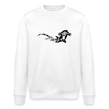 toller Hammerhai-Tribal-Tattoo-Stil - Stanley/Stella Unisex Bio-Sweatshirt ROLLER - Weiß - Vorne - Nik (191cm)