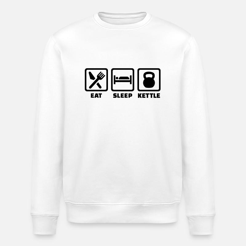 Eat Sleep Kettlebell - Stanley/Stella ROLLER Unisex Organic Sweatshirt - white