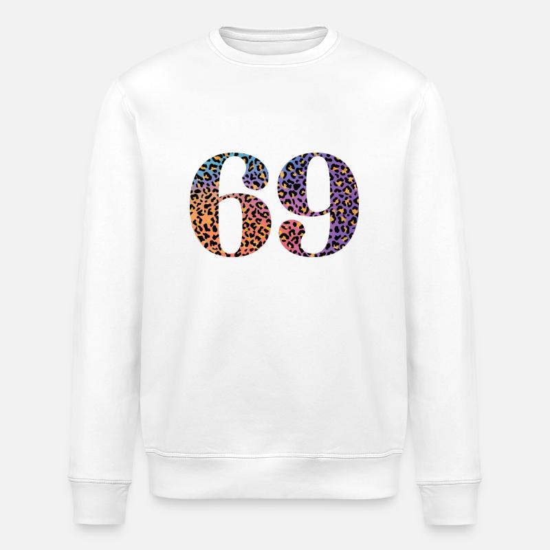 69th Birthday Leopard - Stanley/Stella ROLLER Unisex Organic Sweatshirt - white