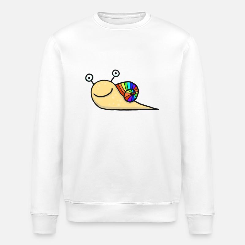 Rainbow Snail - Stanley/Stella ROLLER Unisex Organic Sweatshirt - white