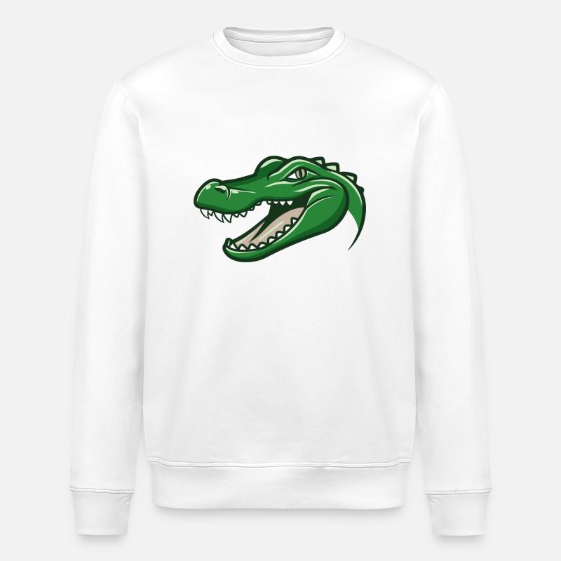 Grotschi das Krokodil - Stanley/Stella Unisex Bio-Sweatshirt ROLLER - Weiß