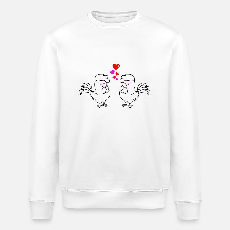 Poules amoureuses 02 - Sweat bio ROLLER Stanley/Stella Unisexe - blanc