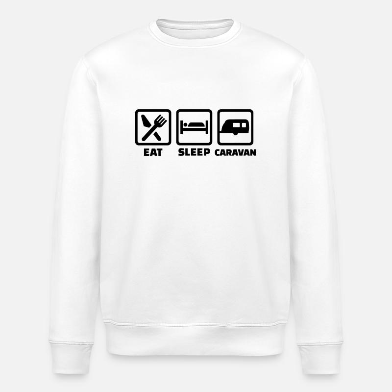 Eat Sleep Caravan - Stanley/Stella ROLLER Unisex Organic Sweatshirt - white