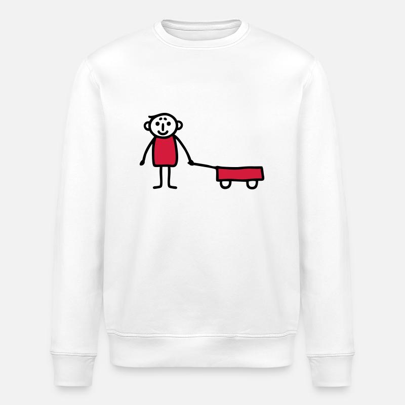 Junge mit Bollerwagen - V2 - Stanley/Stella Unisex Bio-Sweatshirt ROLLER - Weiß
