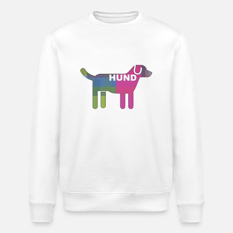 Hund mit Schriftzug - Stanley/Stella Unisex Bio-Sweatshirt ROLLER - Weiß