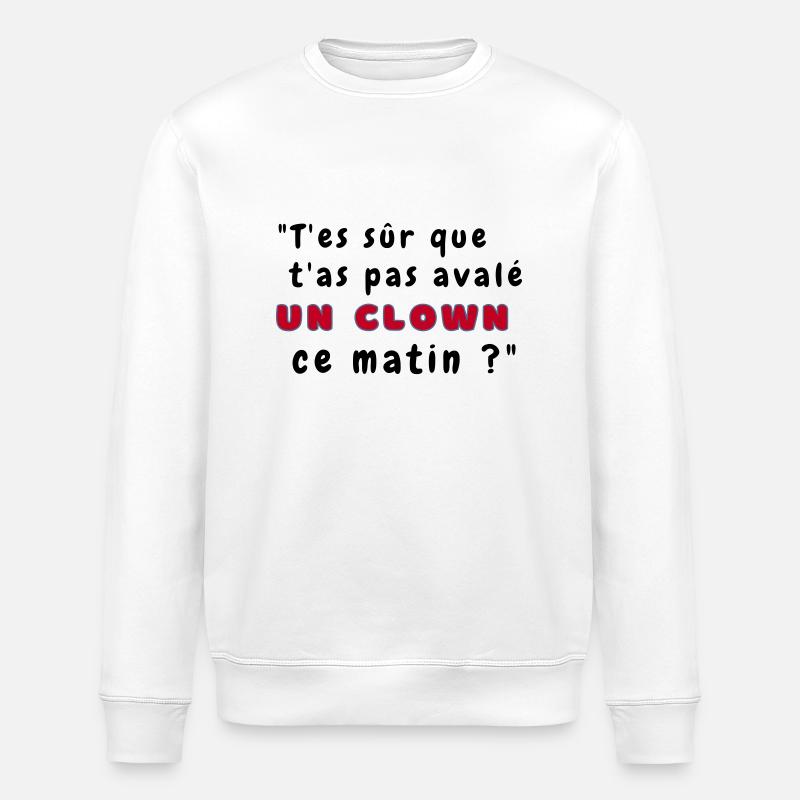 T-shirt Le chat clown - Sweat bio ROLLER Stanley/Stella Unisexe - blanc