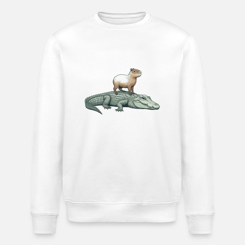 Capy & Croc Dreamteam - Stanley/Stella Unisex Bio-Sweatshirt ROLLER - Weiß