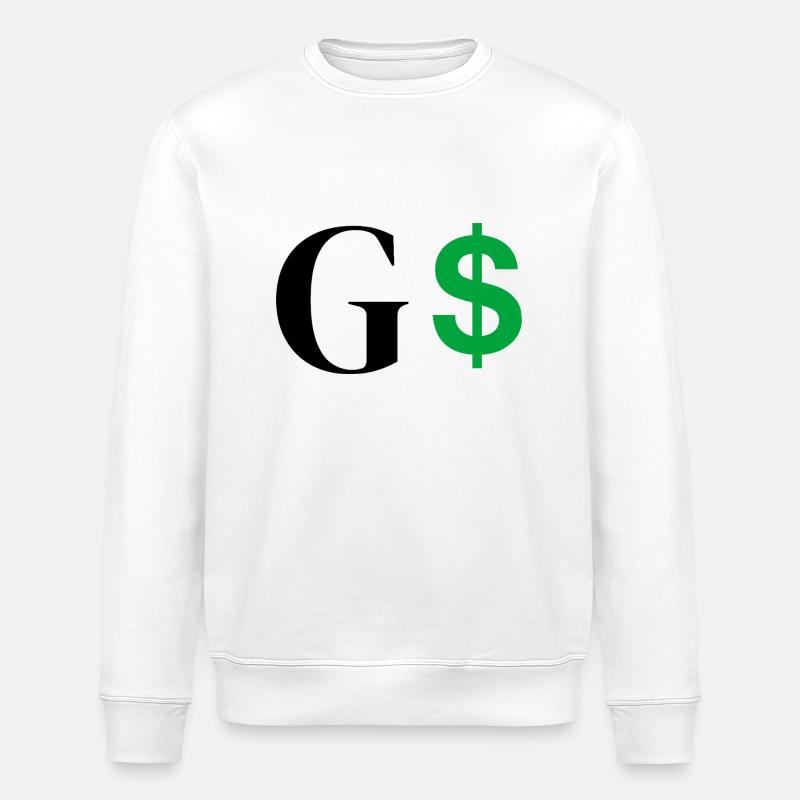 Lettre g dollar - Sweat bio ROLLER Stanley/Stella Unisexe - blanc