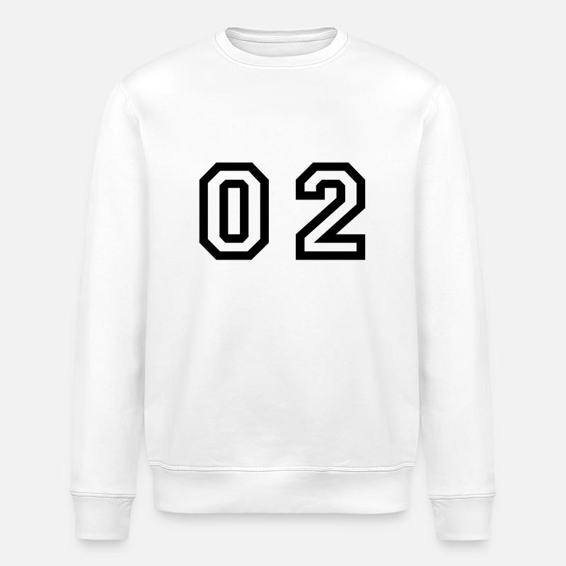 number - 02 - zero two - Stanley/Stella ROLLER Unisex Organic Sweatshirt - white